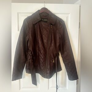 Guess Women's Dark Brown Leather Jacket